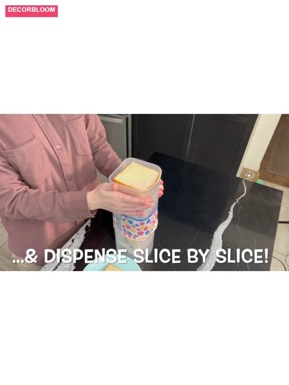 Bread Box Dispenser Keeps Bread Fresh BPA-Free Plastic Food Storage